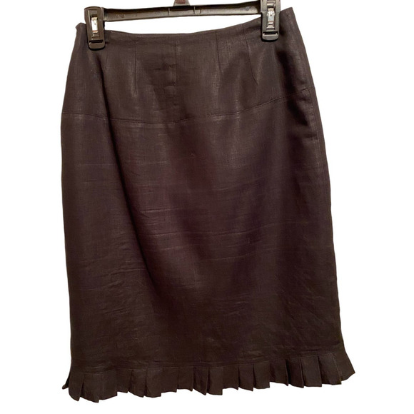 Richard Malcolm Black Linen Multi Color Floral‎ Embroidery Ruffle Pencil Skirt - Picture 2 of 9